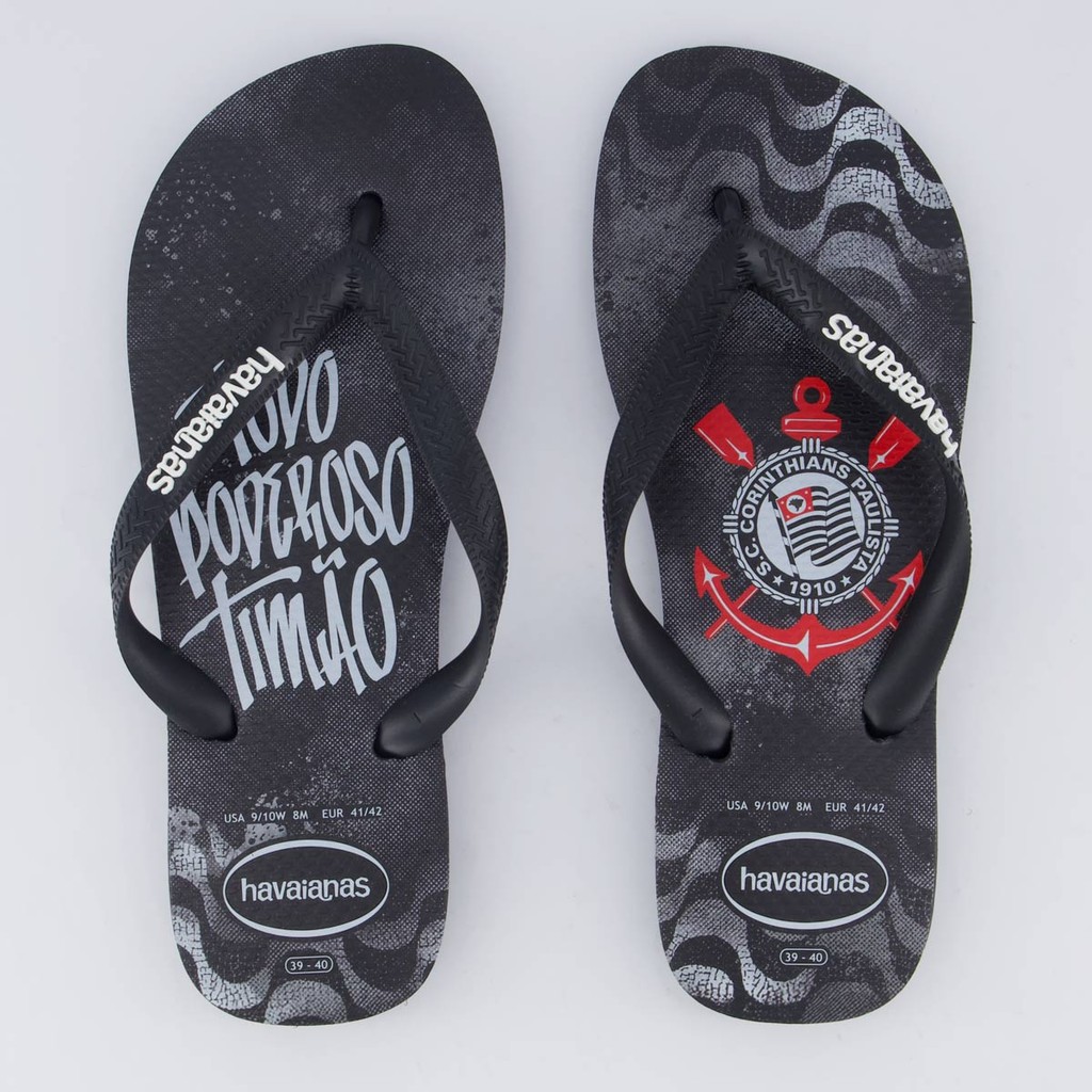 Chinelo Havaianas Corinthians Todo Poderoso Preto em Oferta na Shopee