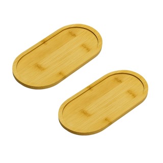 Kit 2 Bandeja Oval de Bambu 19,5x11cm para Organizar e Decorar