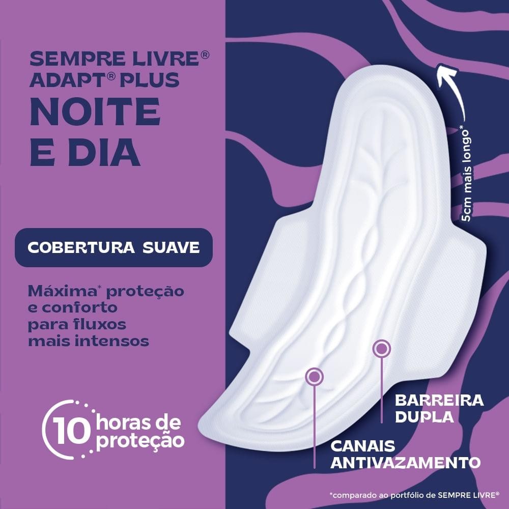 Absorvente s/pre Livre Adapt Plus Note Dia Suave c/ Abas 8un — imagem 2 de 2