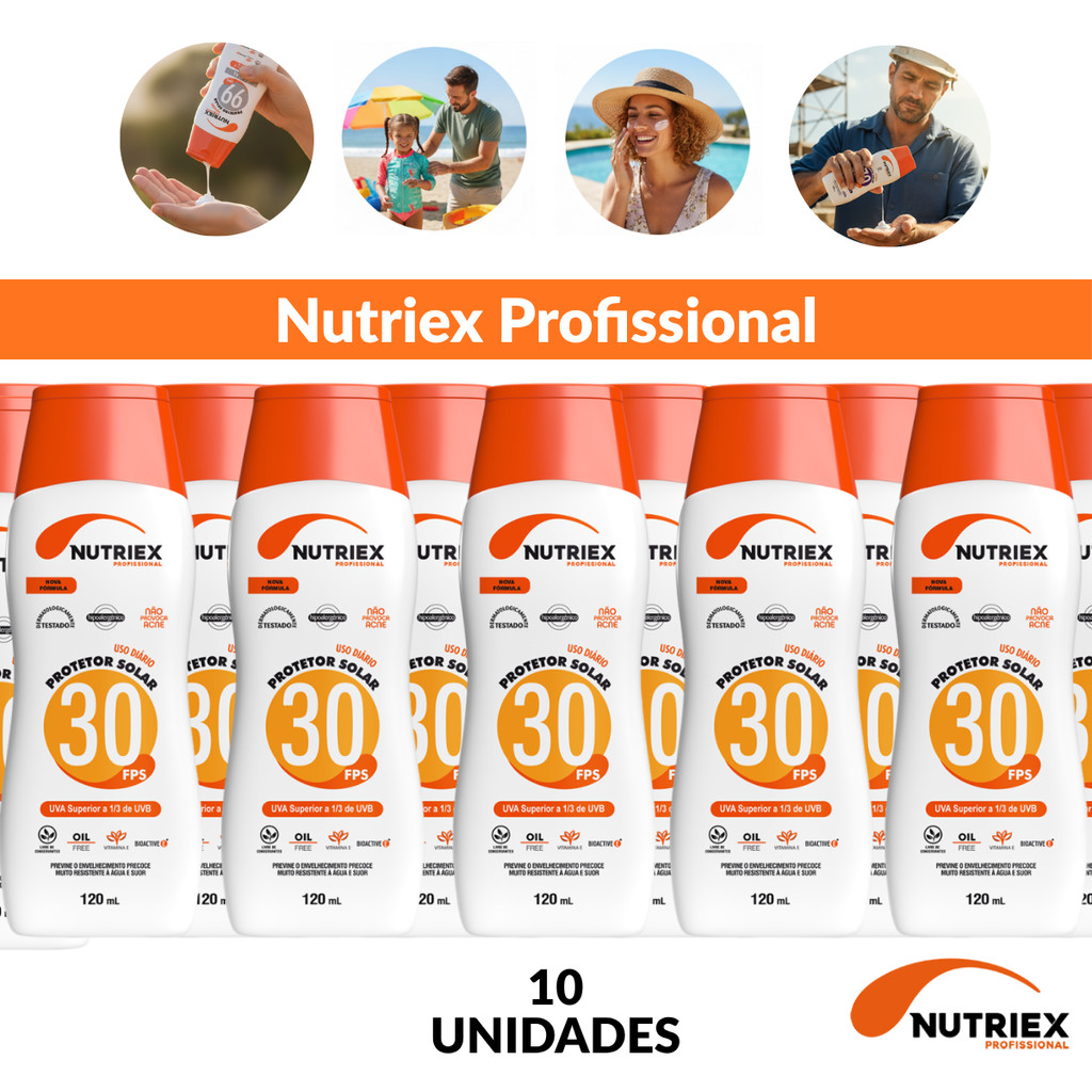 Kit 10 Protetor Solar Nutriex Fps 30 Toque Seco 120ml Proteção Solar Diária Alta Qualidade em Oferta na Shopee