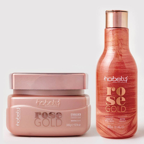 Kit Hobety Rose Gold Shampoo e Máscara De Tratamento  - 300g