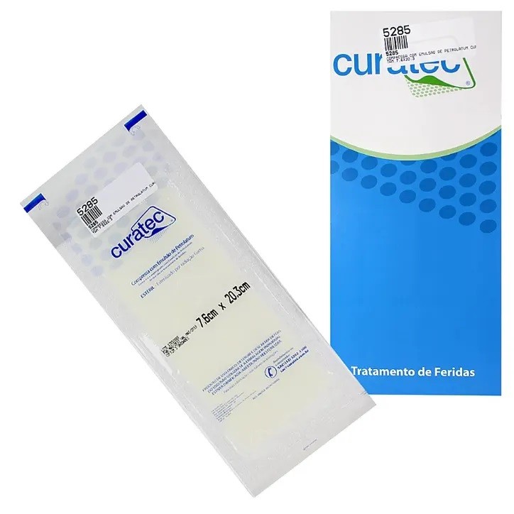Compressa com Emulsão de Petrolatum  (7,6cm X 20,3cm) -1 envolepe C/3 Unidades  - CURATEC