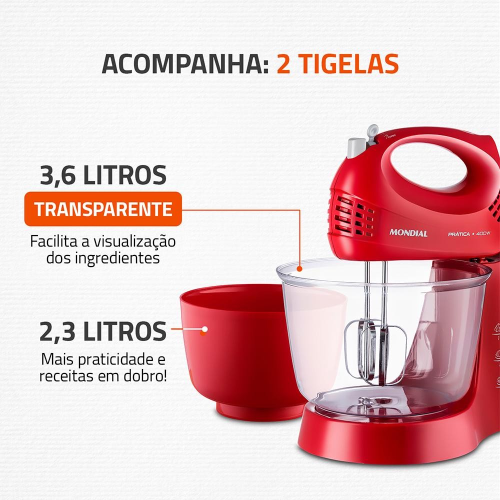 Batedeira Pratic Due Mondial Vermelho 400W B-45-R · foto 2