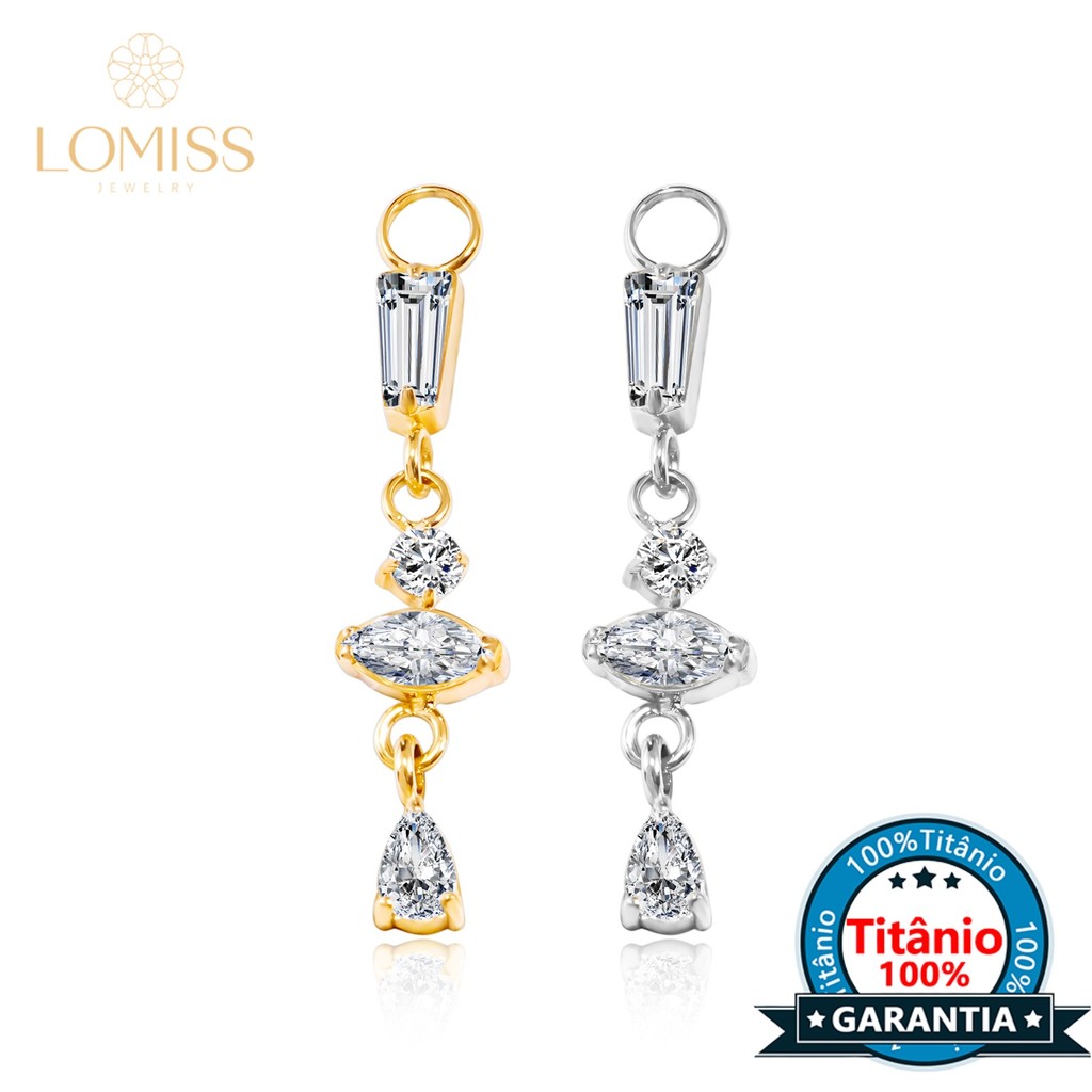 Corrente Titânio Pvd Piercing 4 Zircônias Cravejado - Para Orelha Cartilagem Helix Tragus Conch em Oferta na Shopee