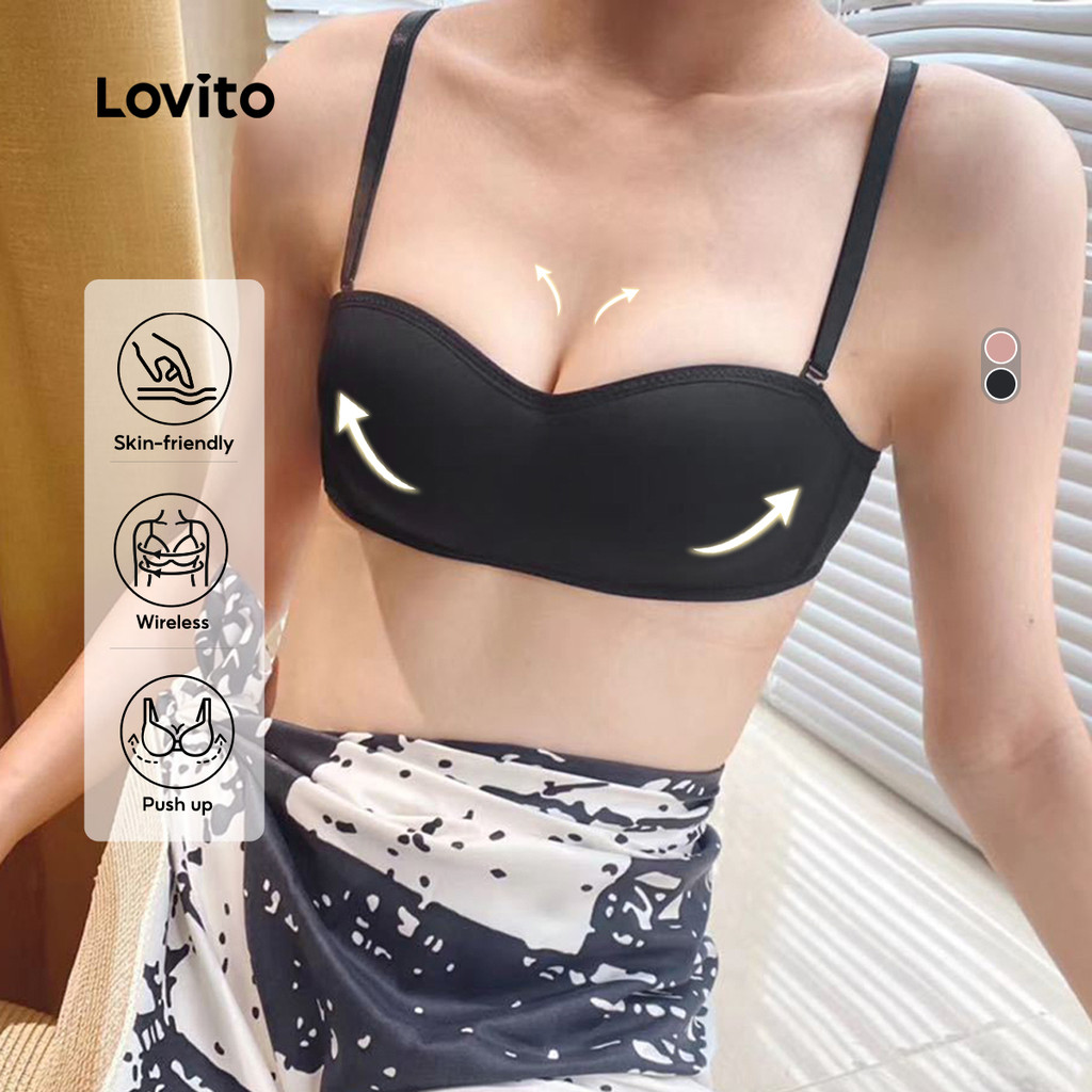 Lovito Sutiã Push Up Casual Sem Fio Com Alças Removíveis E Sem Costura L16X253