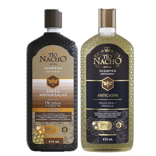 Kit Tío Nacho Shampoo Antigrisalho + Tío Nacho Shampoo Anticaspa 415ml em Oferta na Shopee