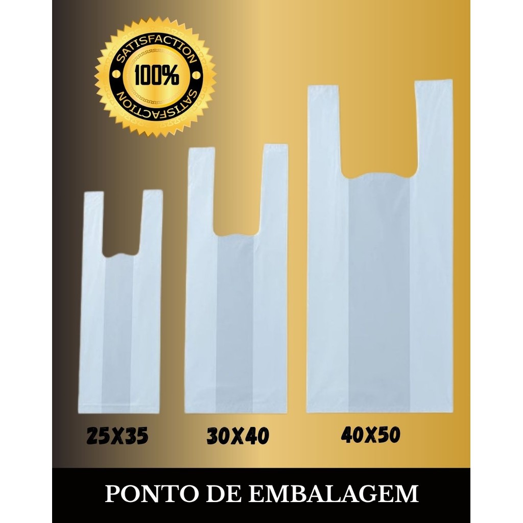 Sacolas plásticas brancas 25X35 - 30X40 - 40X50 até1000 unidades em Oferta na Shopee
