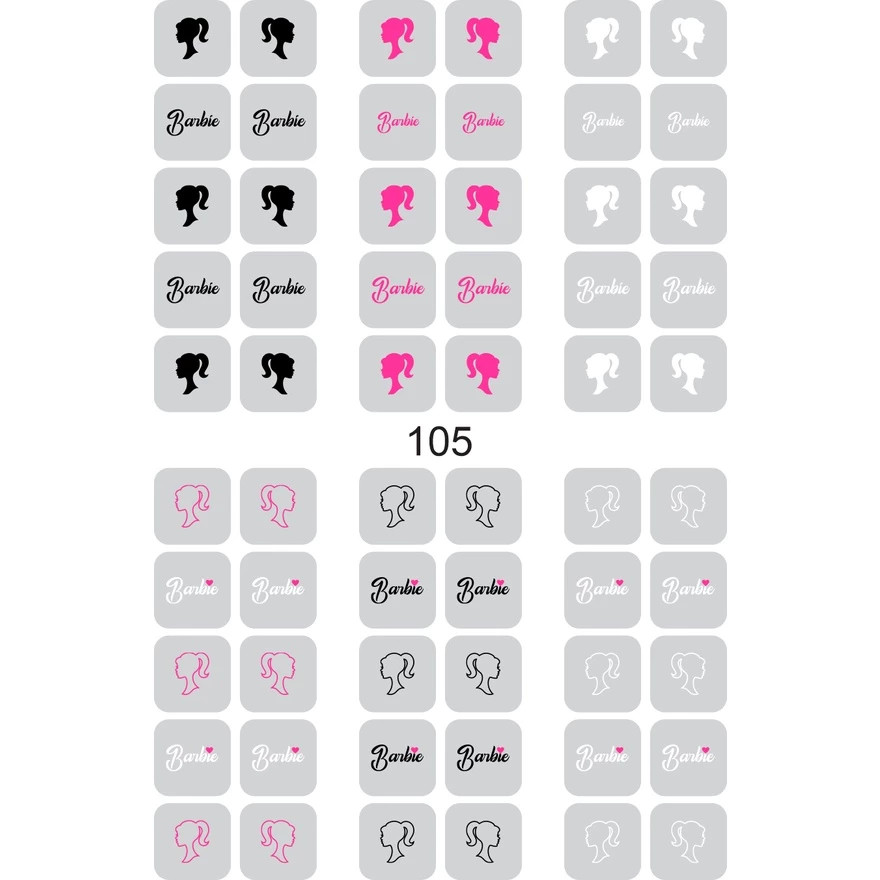 60 Adesivos De Unha BARBIE Infantil Nail Art Design Manicure Exclusiva Tecnologia Pelicula 3D HD