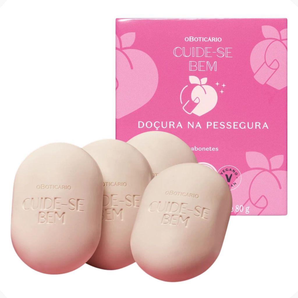 Sabonetes Em Barra Cuide-Se Bem Doçura Na Pessegura 4X80G O Boticário REF 58357