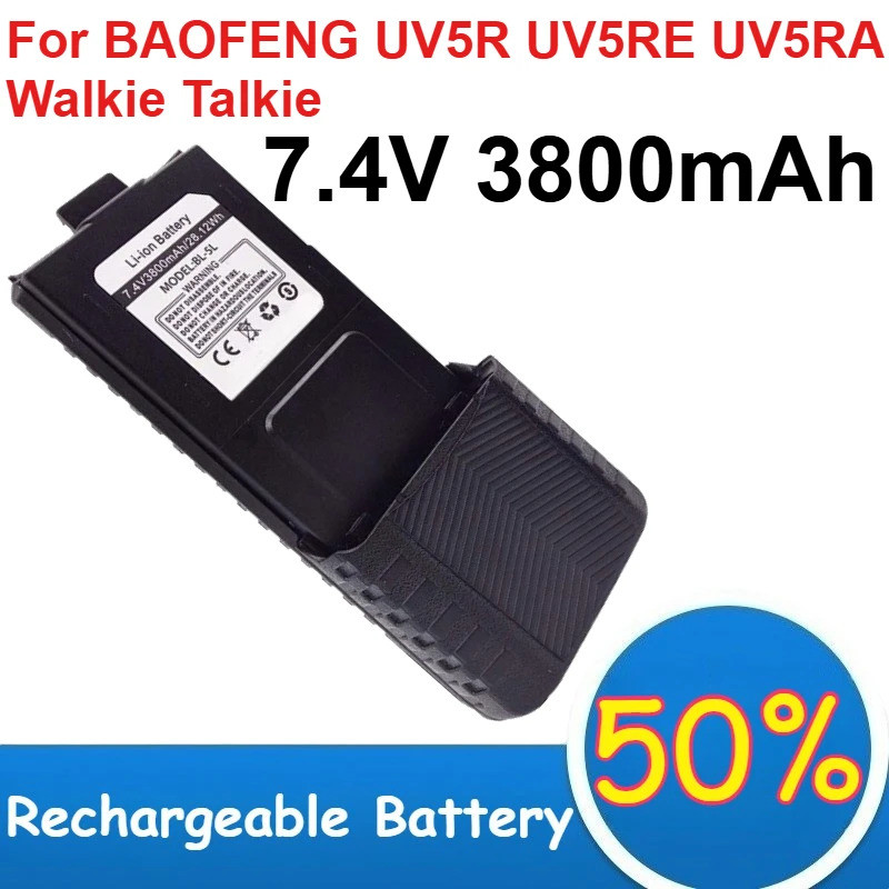 Bateria De Lítio 7.4V , Capacidade De 3800mAh , Versão Mais Longa Recarregável Para BAOFENG UV5R UV5RE UV5RA , Walkie Ta