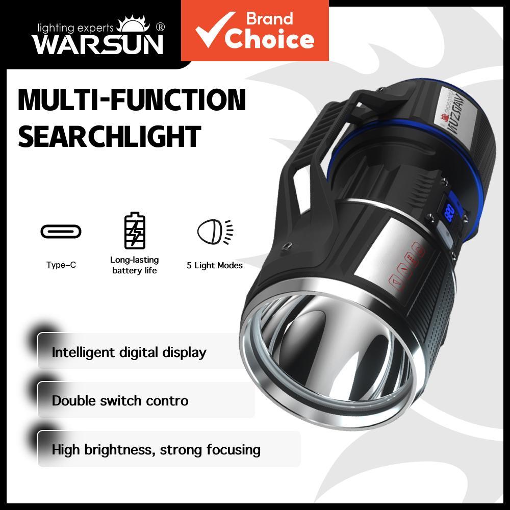 WARSUN D6000 Holofote Lanterna LED Recarregável de Alta Potência de Longo Alcance Portátil para Uso Externo