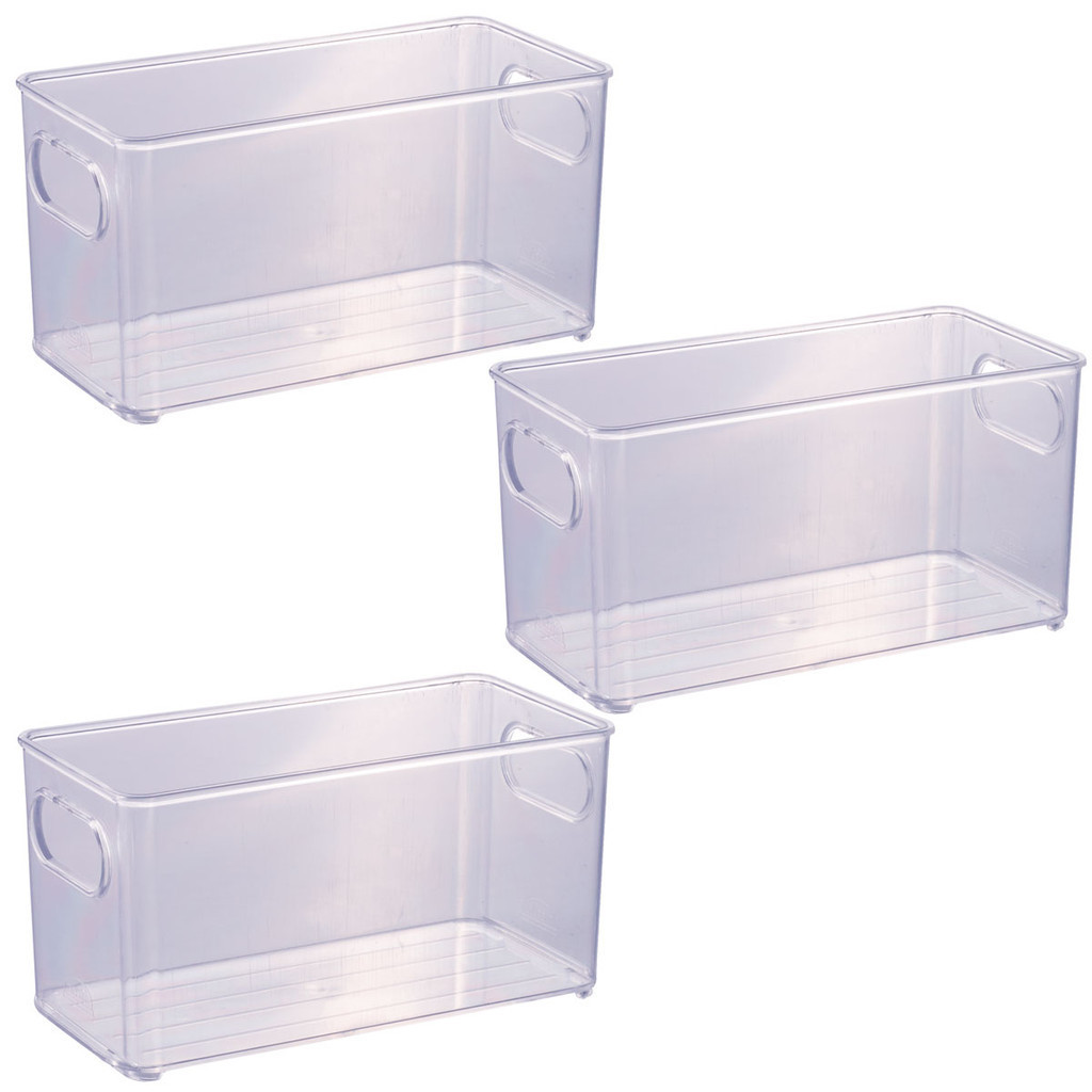 Kit 3 Organizador Geladeira Armário Latas Multiuso 10x20 Empilhável Modular Plasútil