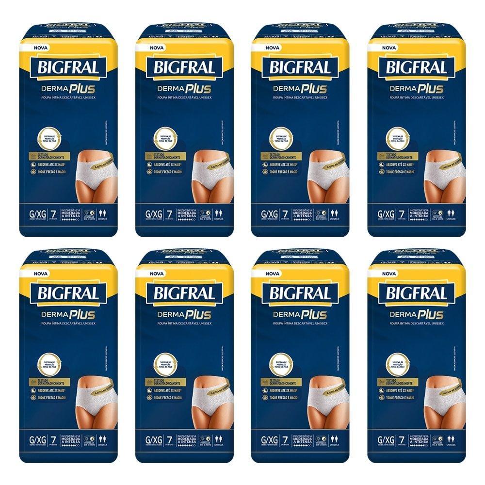 Roupa Íntima Bigfral Derma Plus Pants Premium Tamanho G/XG - 8 Pacotes com 7 Fra