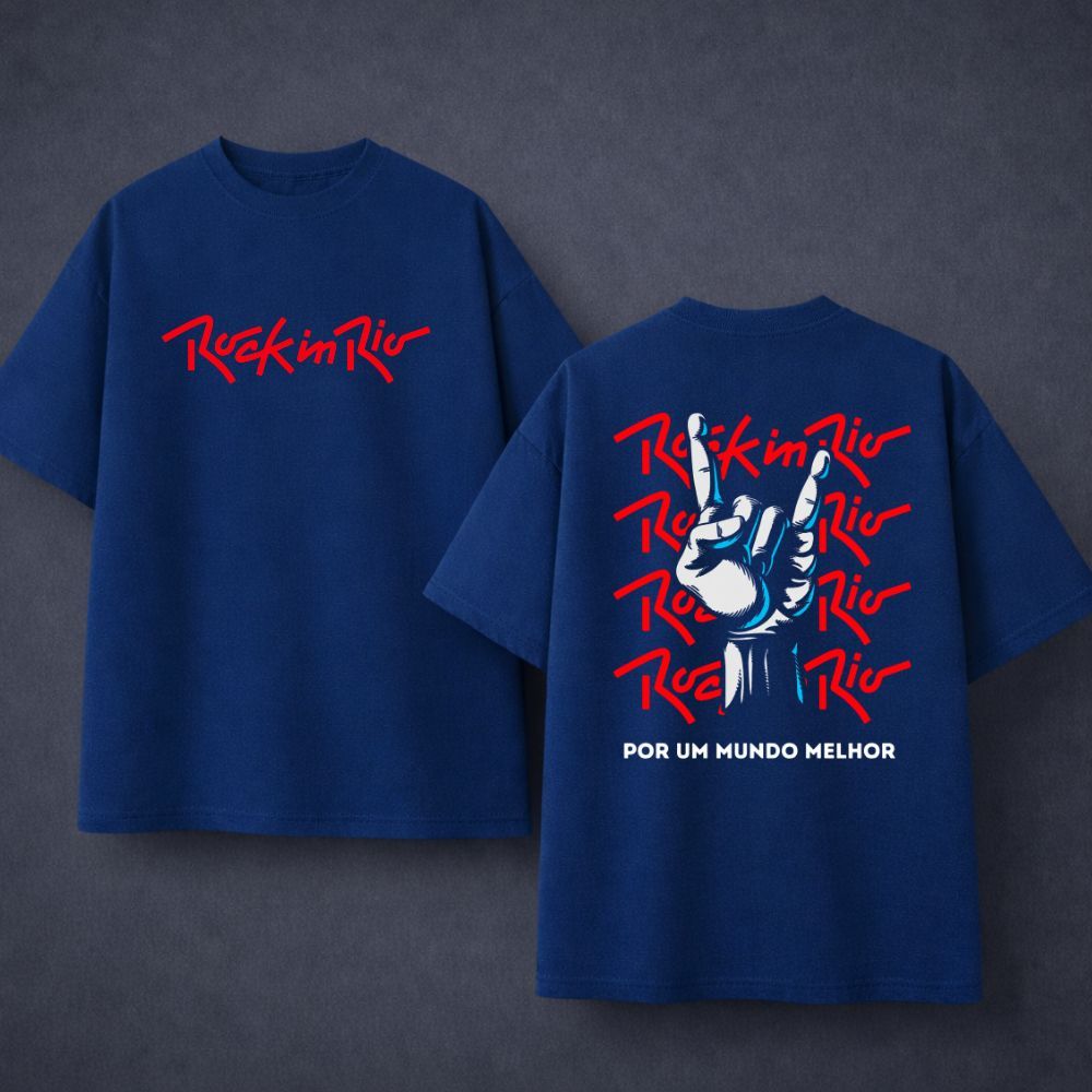 Camiseta Rock in Rio Mão do Rock Festival Música Rockeiro Show Bandas Algodão Premium Unissex