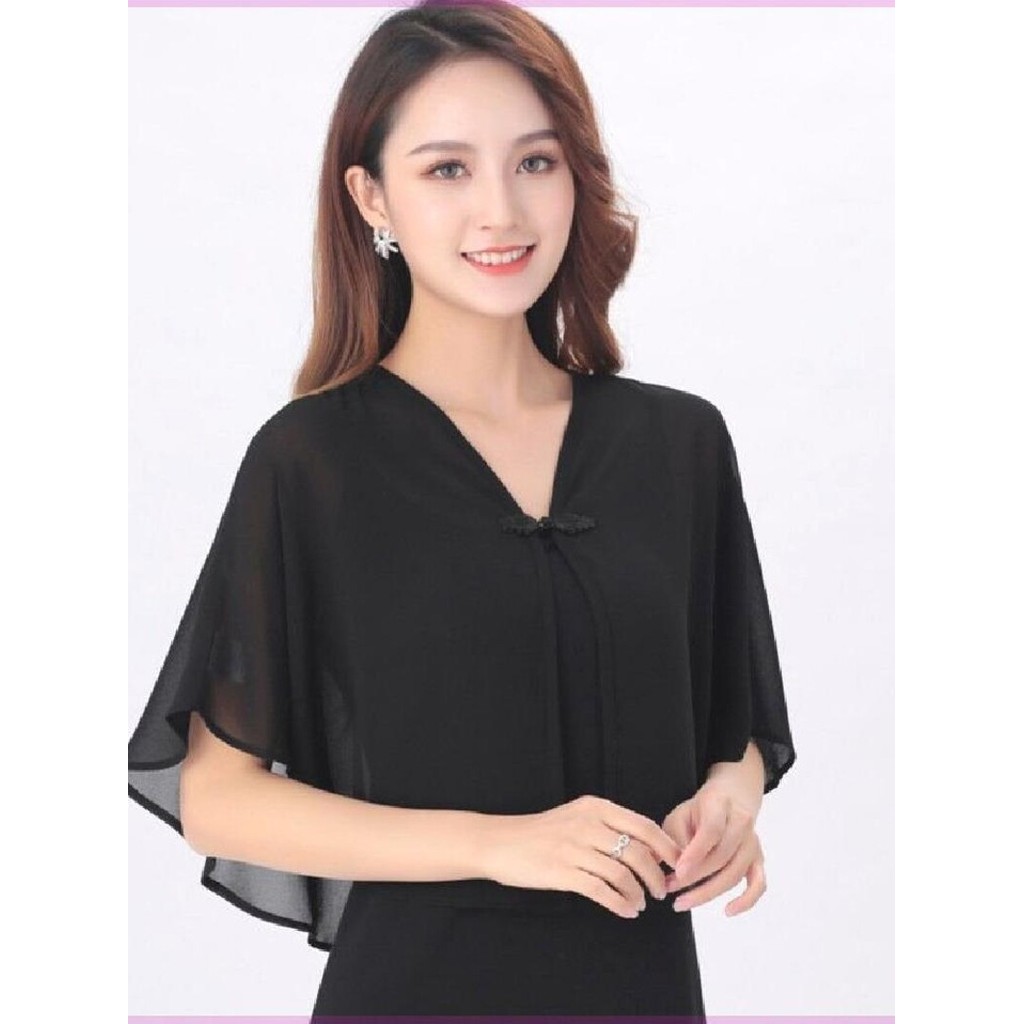 Capa de verão xale topo feminino Chiffon protetor solar Cardigan solto exterior blusa curta pequeno colete com saia