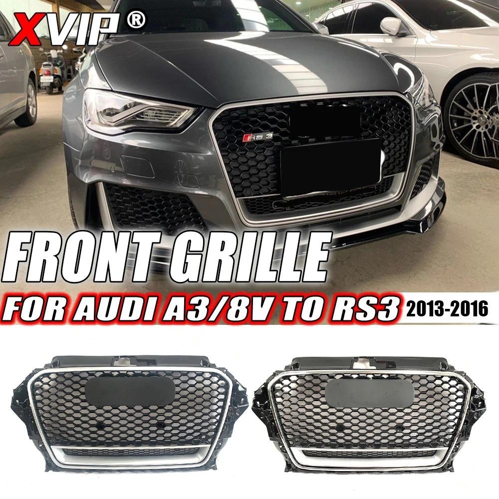 XVIP Grade De Favo De Mel De Alta Qualidade Para Audi A3 8V RS3 Estilo 2013-2016 Prata E Quadro Cromado-Choque Dianteiro