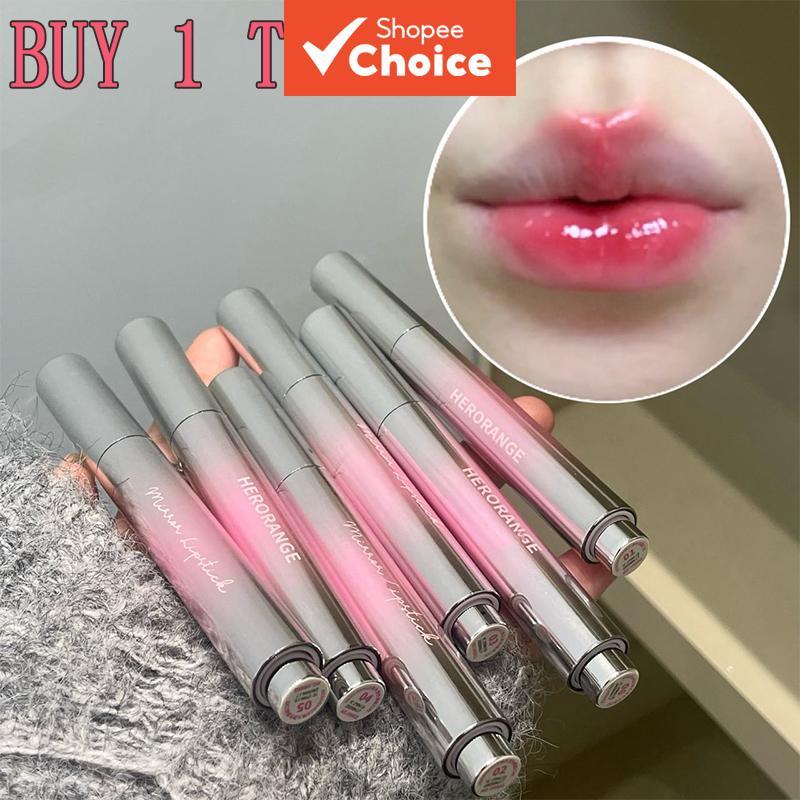 Compre 1 e leve 1! Balm labial gloss de pêssego tipo prensa, longa duração ideal para maquiagem diária e presente de