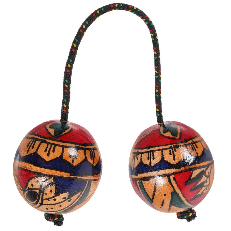 Instrumentos Musicais: Maracás de Ritmo Pintados à Mão da Indonésia, Chocalho de Areia com Bolas Duplas e Martelo de Mad