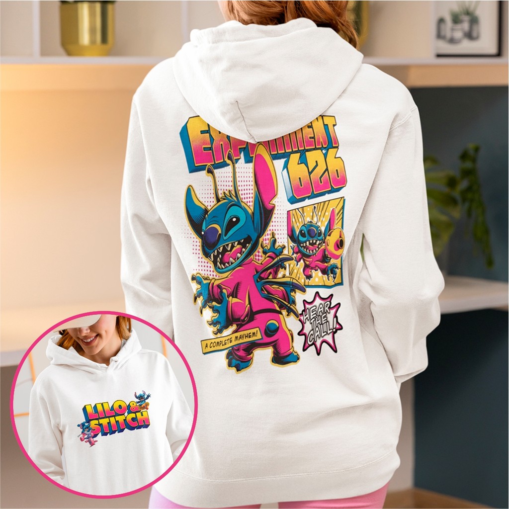 Moletom Feminino Lilo & Stitch Casaco Agasalho Moda Geek Blusa De Frio Com Capuz Algodão