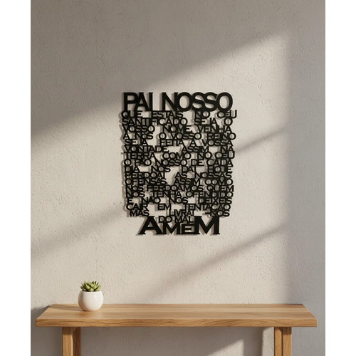Painel Oração Pai Nosso Em Relevo Mdf 3mm Sala Parede Quarto