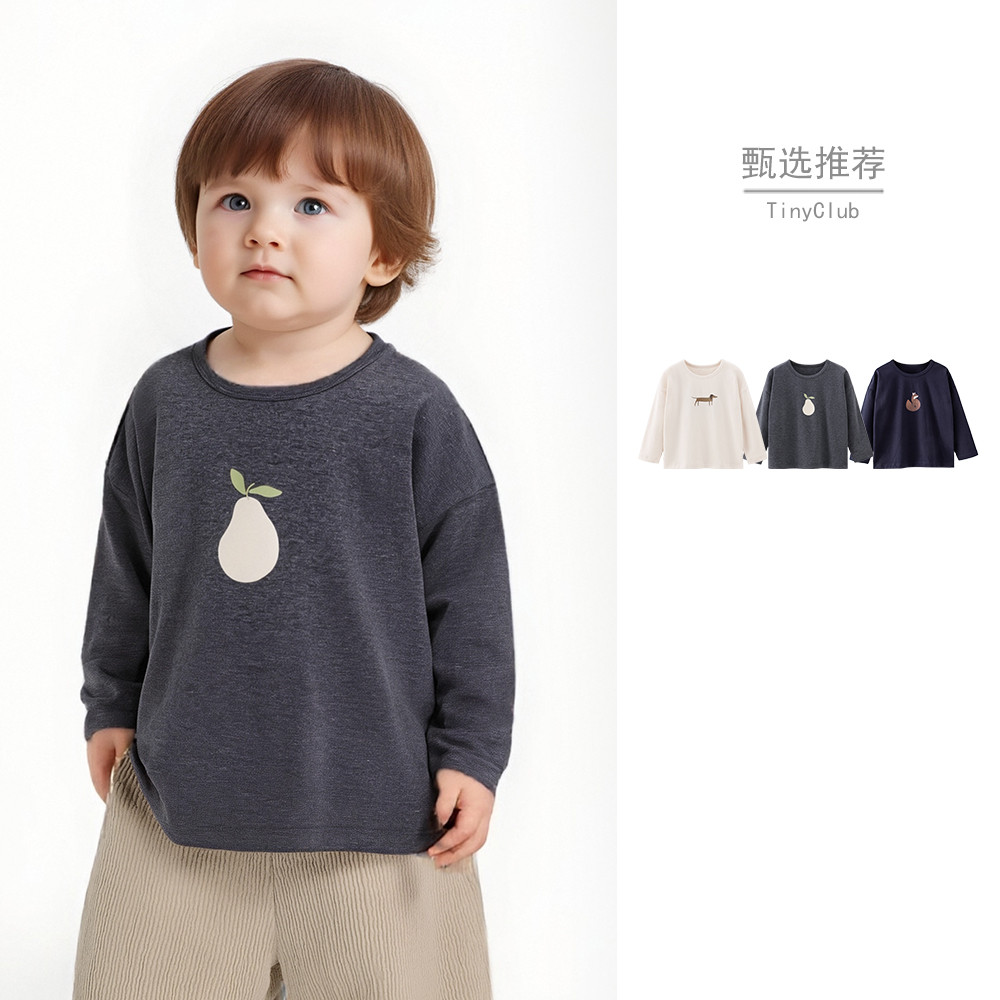 Primavera estilo fino bebê manga comprida camiseta estilo nórdico crianças estilo ocidental camisa de fundo do bebê meni