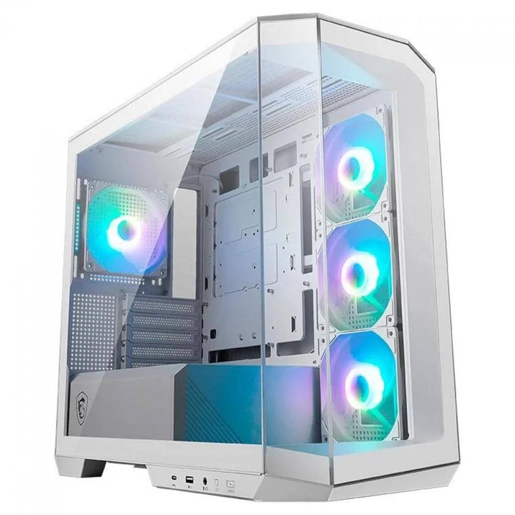 Gabinete Gamer MSI MAG Pano M100R PZ, Mid Tower, Vidro Temperado, M-ATX, Sem Fonte, Com 4 Fans ARGB, Branco