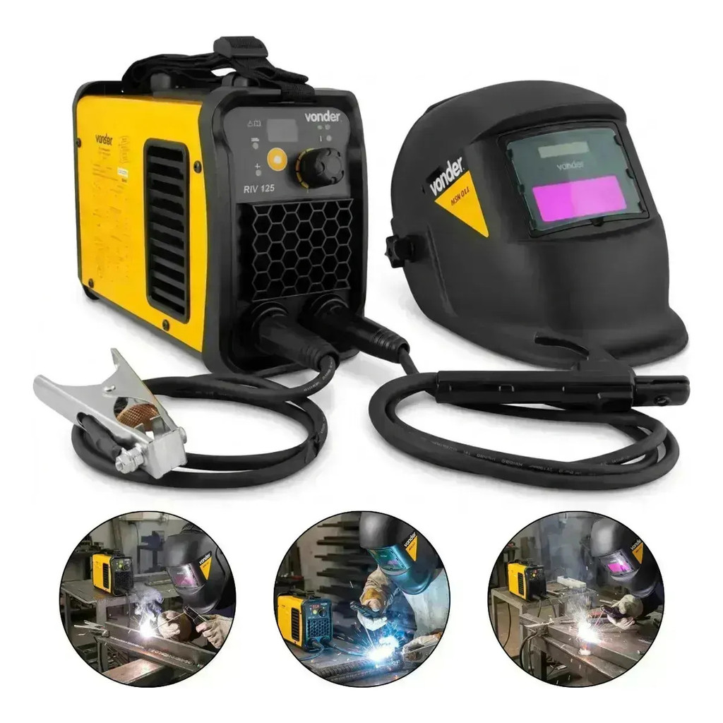 Kit Inversora Solda RIV125 Vonder Para Eletrodo e TIG Lift Bivolt Com Máscara Automática
