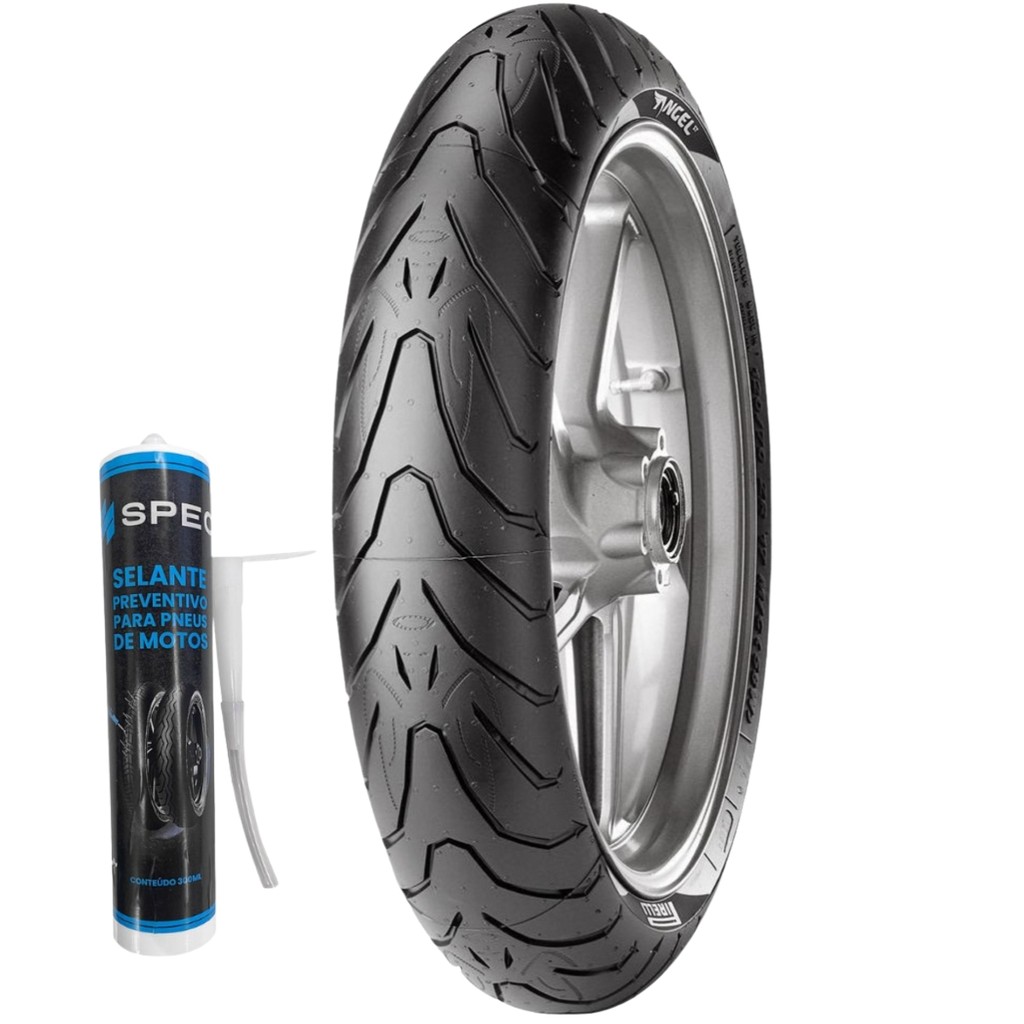 PNEU DIANTEIRO 120/70ZR-17 ANGEL ST USO SEM CAMARA BANDIT CBR 1000 RR FIRBLADE FAZER FZ-6 + SELANTE SPEC 300ML