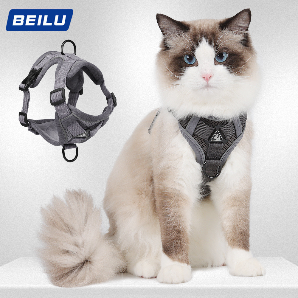 Nova coleira para gatos estilo colete, reflexiva, respirável, anti-fuga, para cães e gatos pequenos.