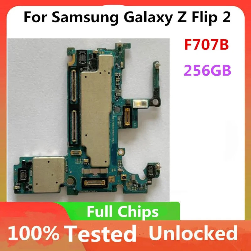 Placa-Mãe de 256GB para Galaxy Z Flip 2 F707B Versão 5G, Placa Lógica com Sistem