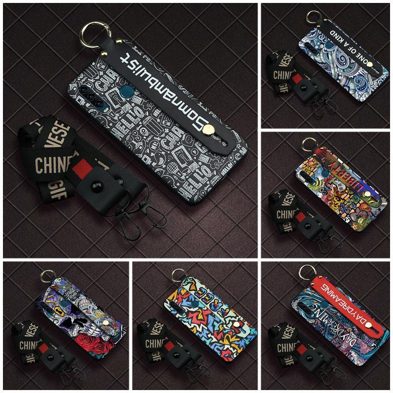 Capa De Telefone De Silicone Anti-Poeira Para Alcatel 1SE 2020/5030D Cordão Kickstand knock Soft case Suporte Pulseira T