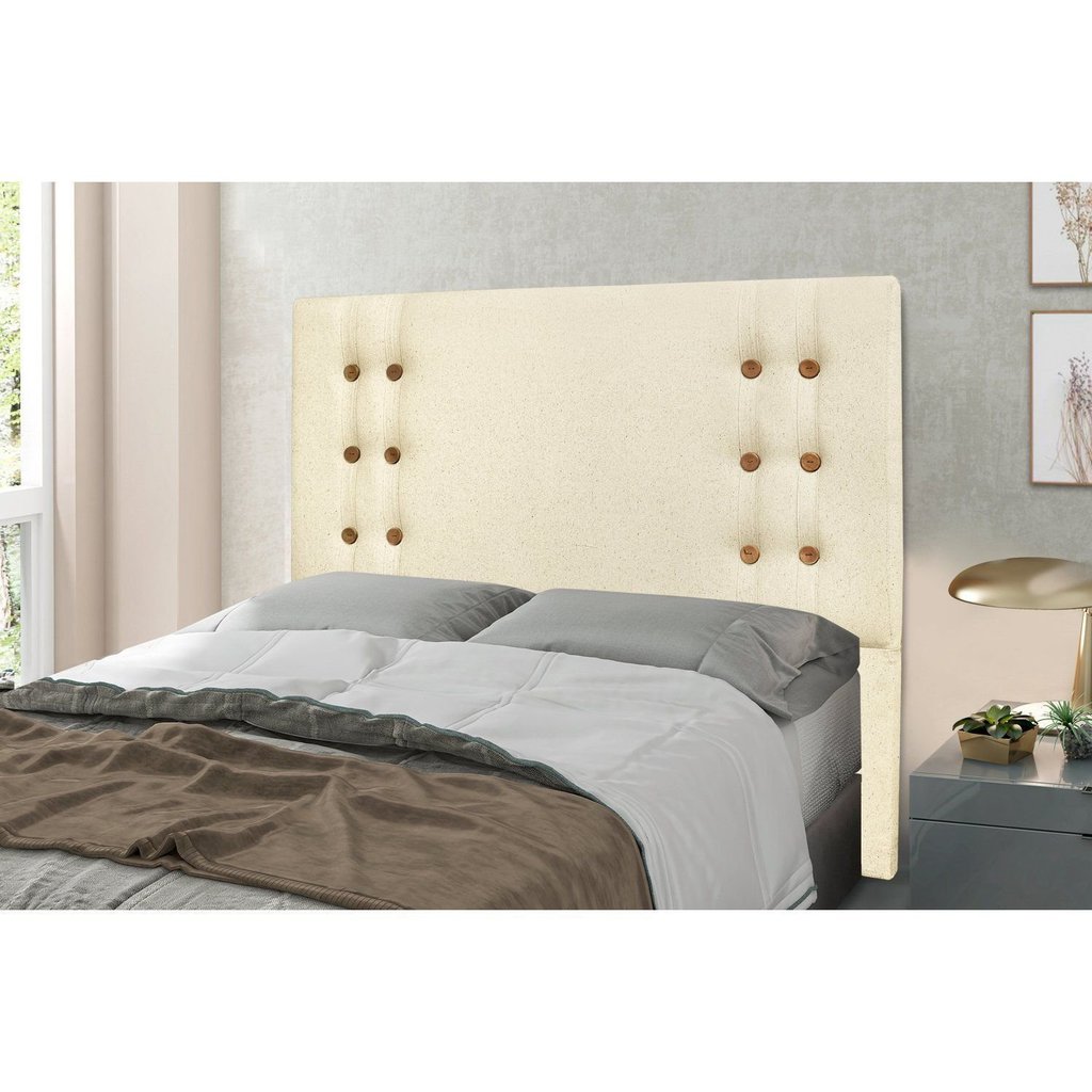 Cabeceira Casal 140cm Linho Gênova Branco Pérola Pérola