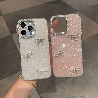 Strass arco Glitter caso de telefone adequado para iphone16promax 15pro 14plus 13 12 11 lente diamante caso protetor