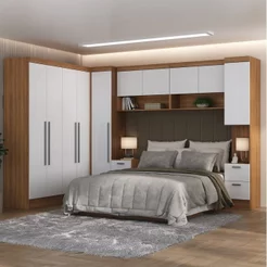 Guarda-Roupa Modulado 10 Portas 8 Gavetas 7 Peças Viena Yescasa Branco/Nogal Branco/Nogal