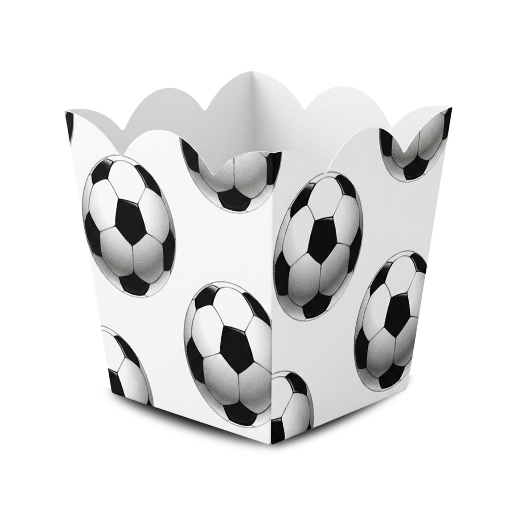 Kit 10 Cachepô Decoração Bola Futebol Pote de Papel Cachepot + 30 Formas De Doces