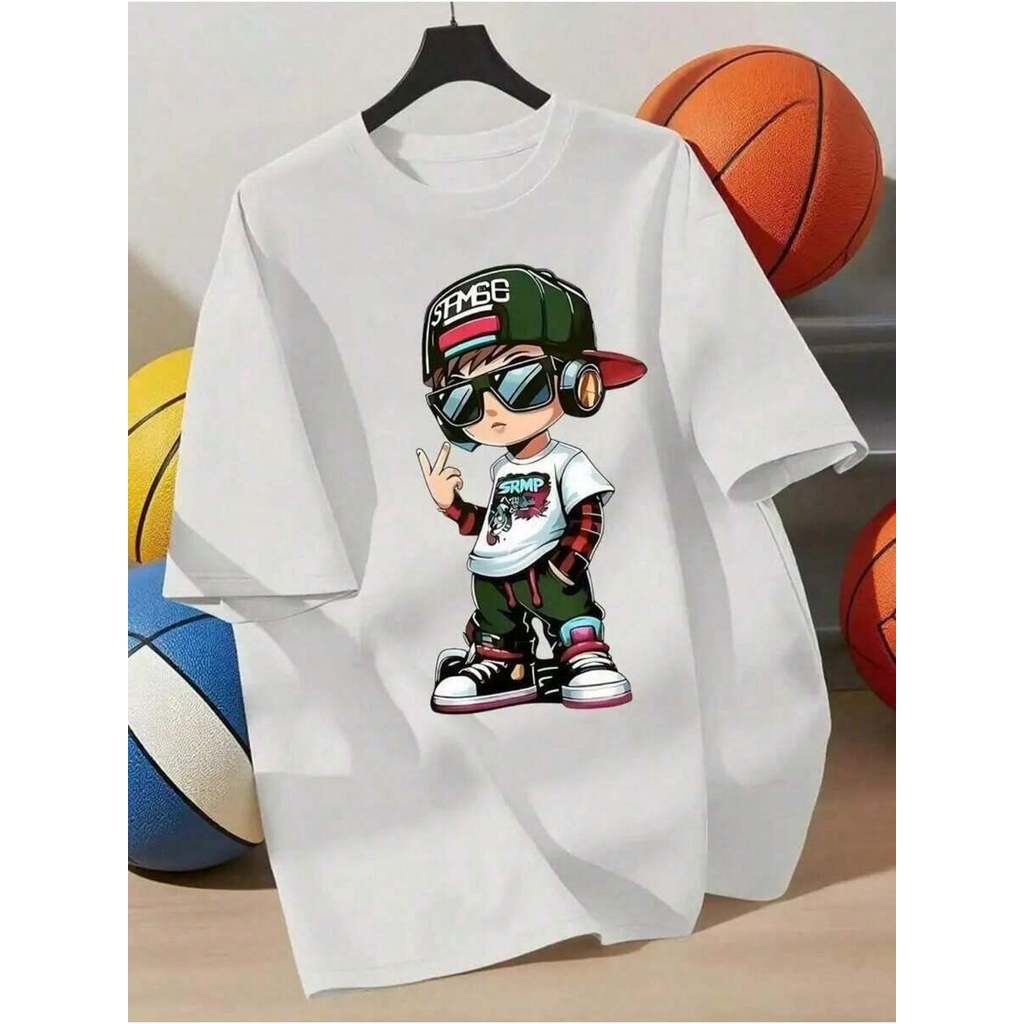 Camiseta Casual E Colorida Infantil Manga Curta E Simples Adequado Para Crianças algodão Estampa De Menino Estiloso