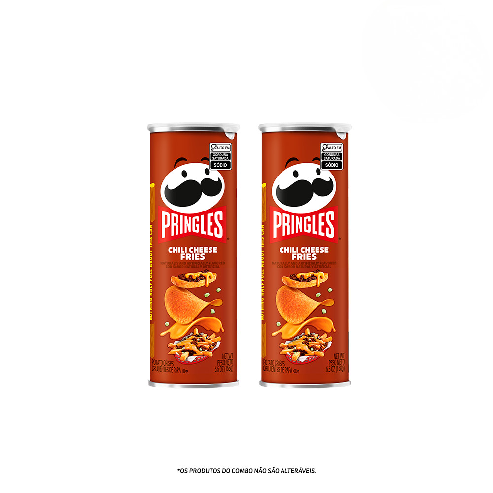 Combo Pringles Importada Chilli Cheese Fries  Fritas com Chili e Queijo 158g 2 unidades