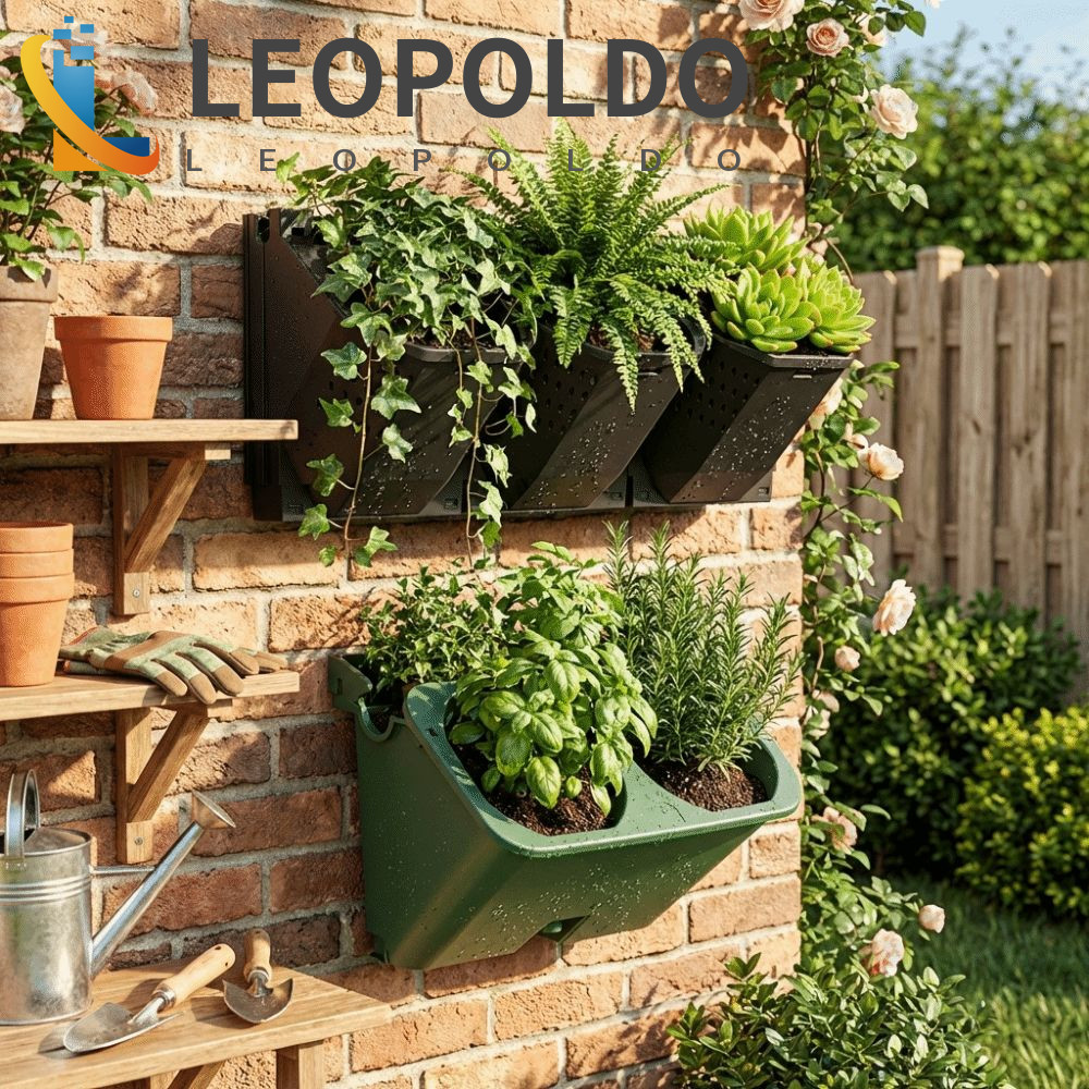Vaso De Parede LEOPOLDO , Plantador Vertical De Plástico Com Rega Automática , Recipiente Para Cultivo De Plantas Furos