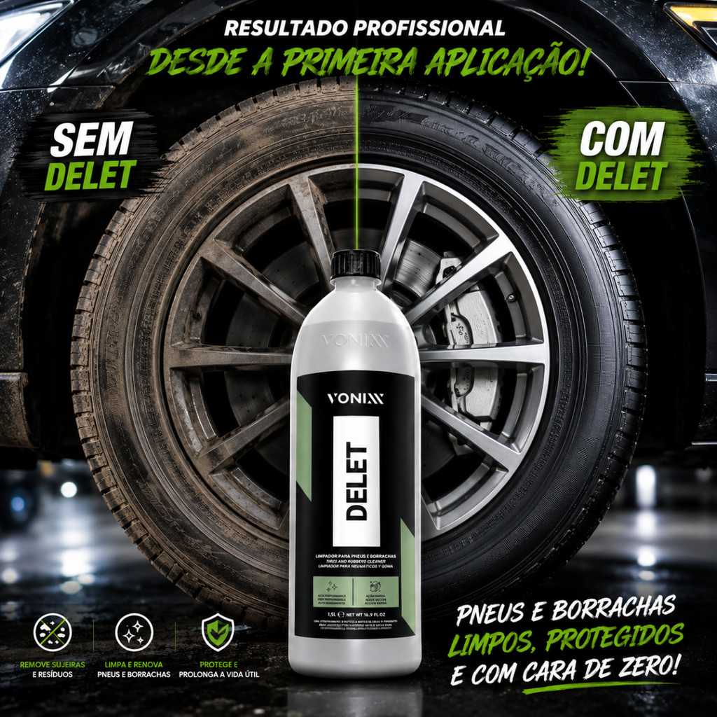 Delet Limpador Para Pneus E Borrachas 1,5 Litros Original Vonixx — imagem 2 de 2