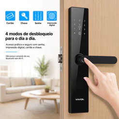 Fechadura Eletrônica Inteligente Door com Impressão Digital, Senha, Cartão NFC e Chave Mecânica fang