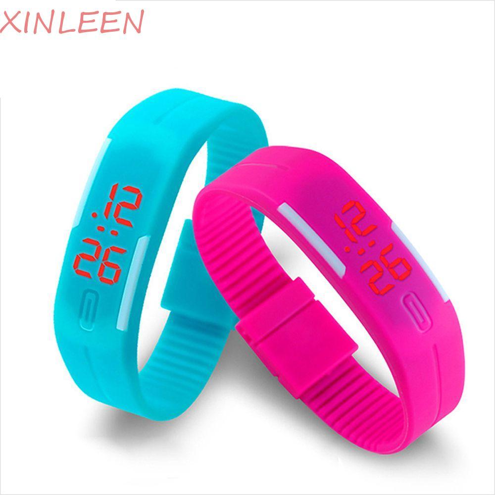 XINLEEN Esportes Relógios De Pulso Unissex Doce Cor Pulseira Silicone Crianças LED Touch Relógio