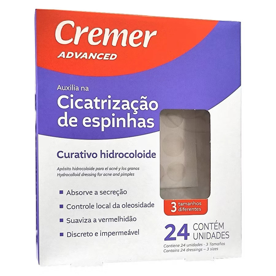 Curativo Adesivo Hidrocoloide Acnes e Espinhas Cremer 24 unidades