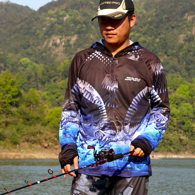 Roupas de pesca Roupas de proteção solar Terno de seda gelada masculino Isca de verão Anti-Mosquito Roupas de secagem rá
