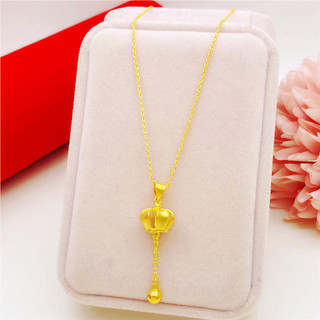 Imitação vietnã areia ouro colar feminino longo não desbota japonês coreano imitação banhado 24k ouro borla coroa pingen