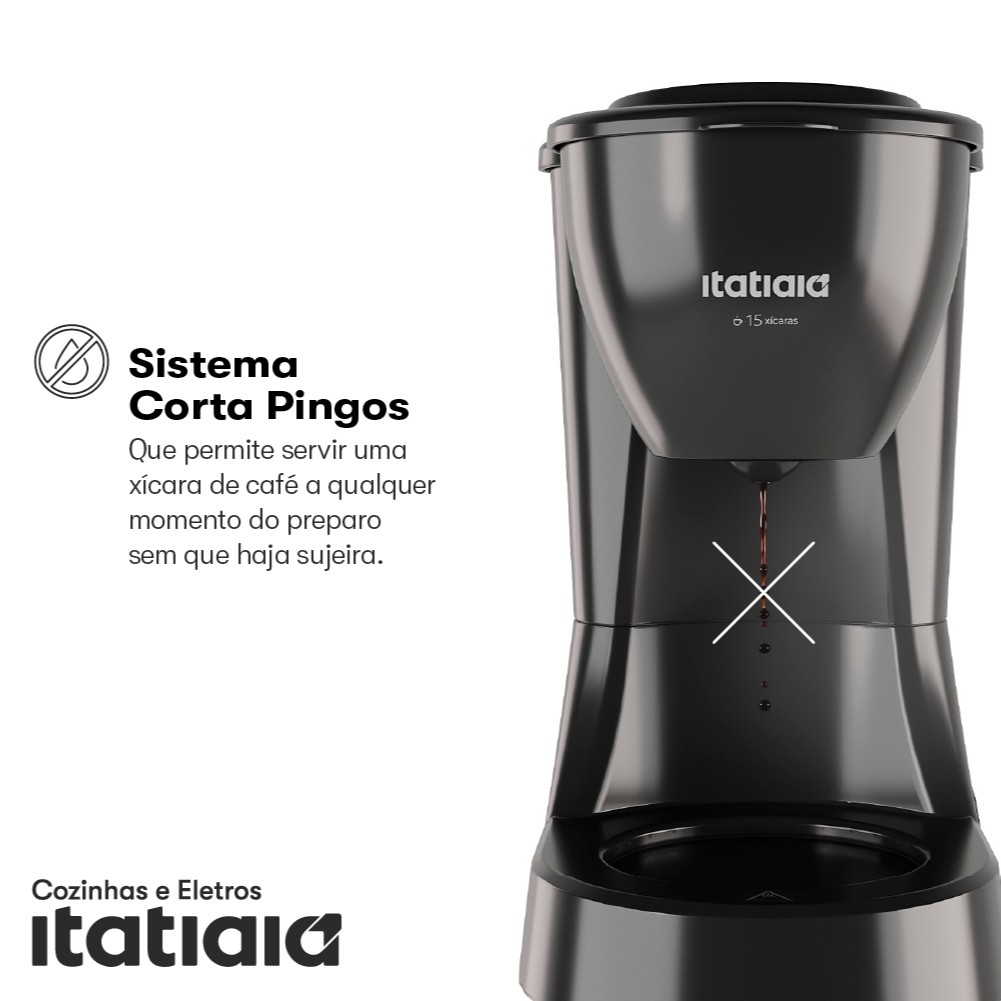 Cafeteira Elétrica Jarra de Vidro 15 ou 30 Xícaras Filtro Lavável 127V 220V