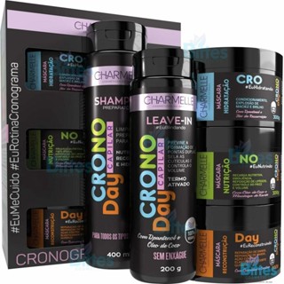 KIT  CRONODAY CRONOGRAMA CAPILAR CHARMELLE COSMÉTICOS HIDRATA NUTRE E RECONSTROI OS FIOS em Oferta na Shopee