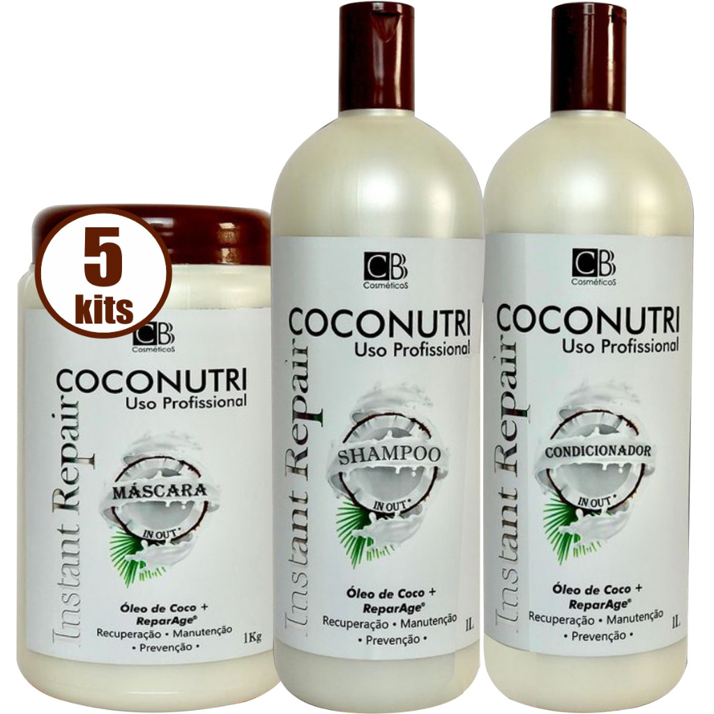 5 KIT CAPILAR HIDRATAÇÃO DE COCO CBB COSMÉTICOS COCONUTRI