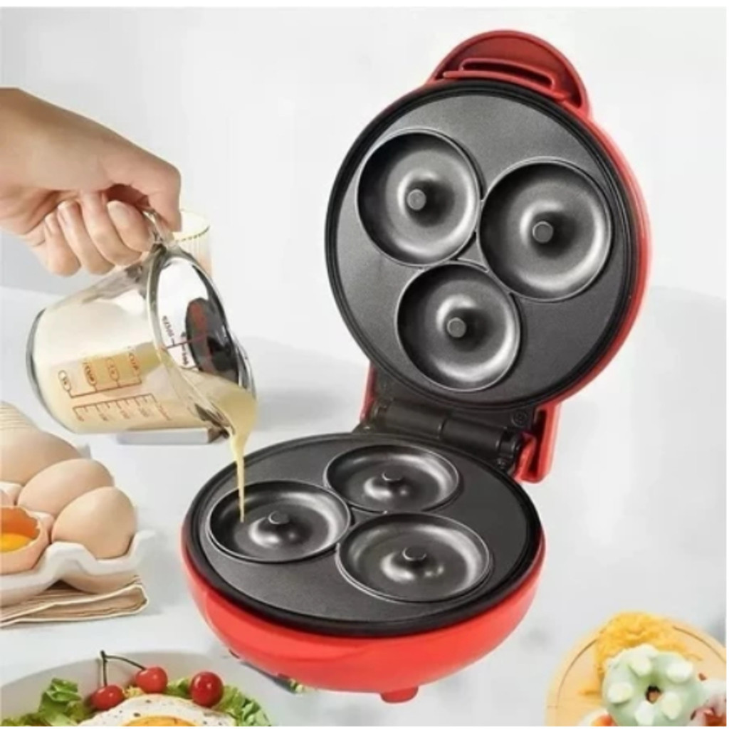 Mini Máquina de Donuts Elétrica 3 Furos - Cozimento Rápido 110V