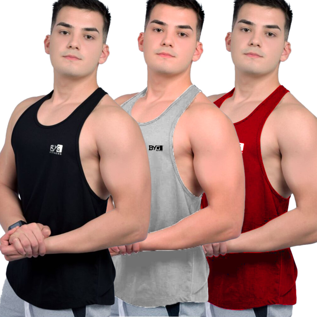 Kit 3 Regatas Masculina Cavada 100% Algodão Lisas Sem Estampas Cores Basicas para Academia em Oferta na Shopee