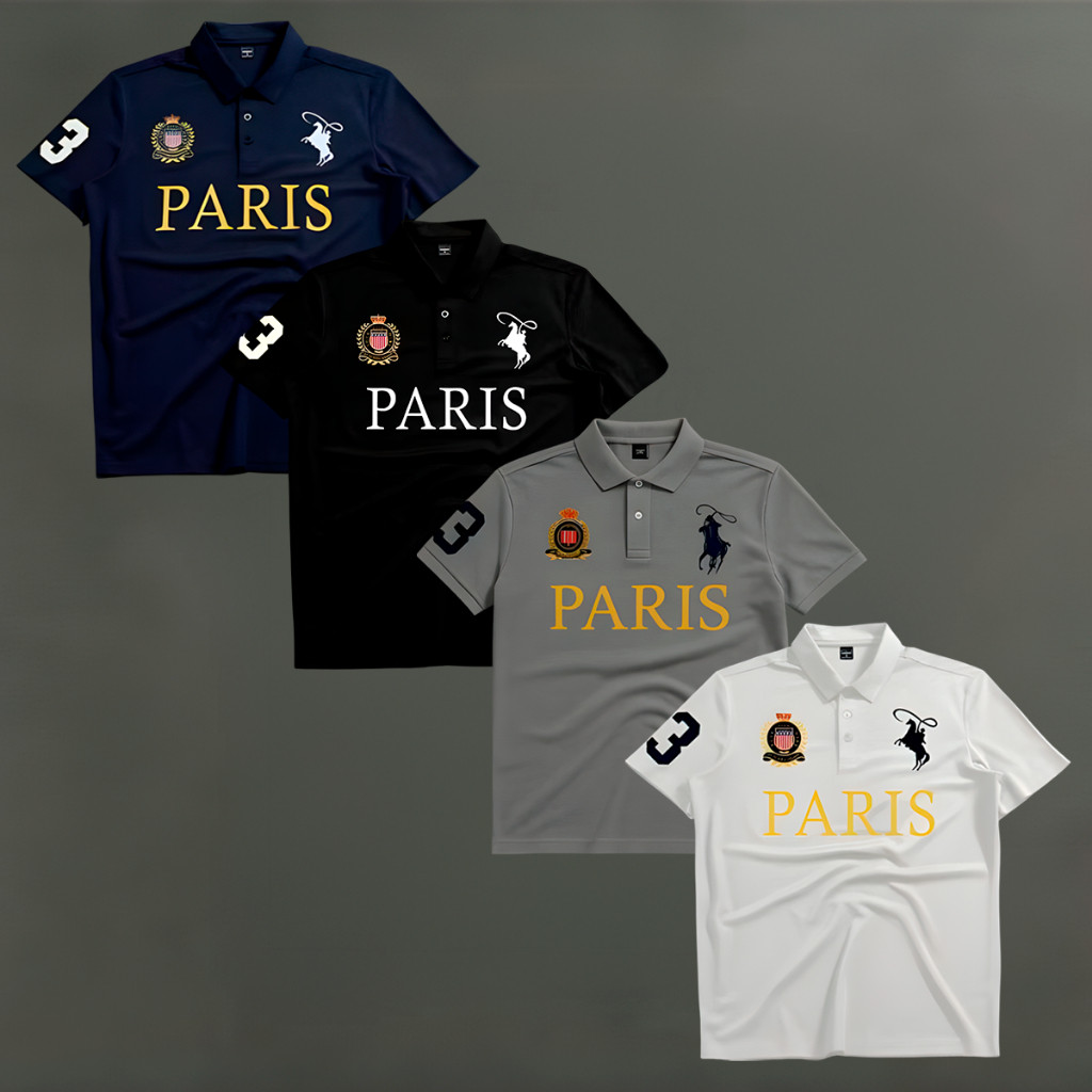 Kit 4 Camisetas Polo Paris Manga Curta Masculina, Casual